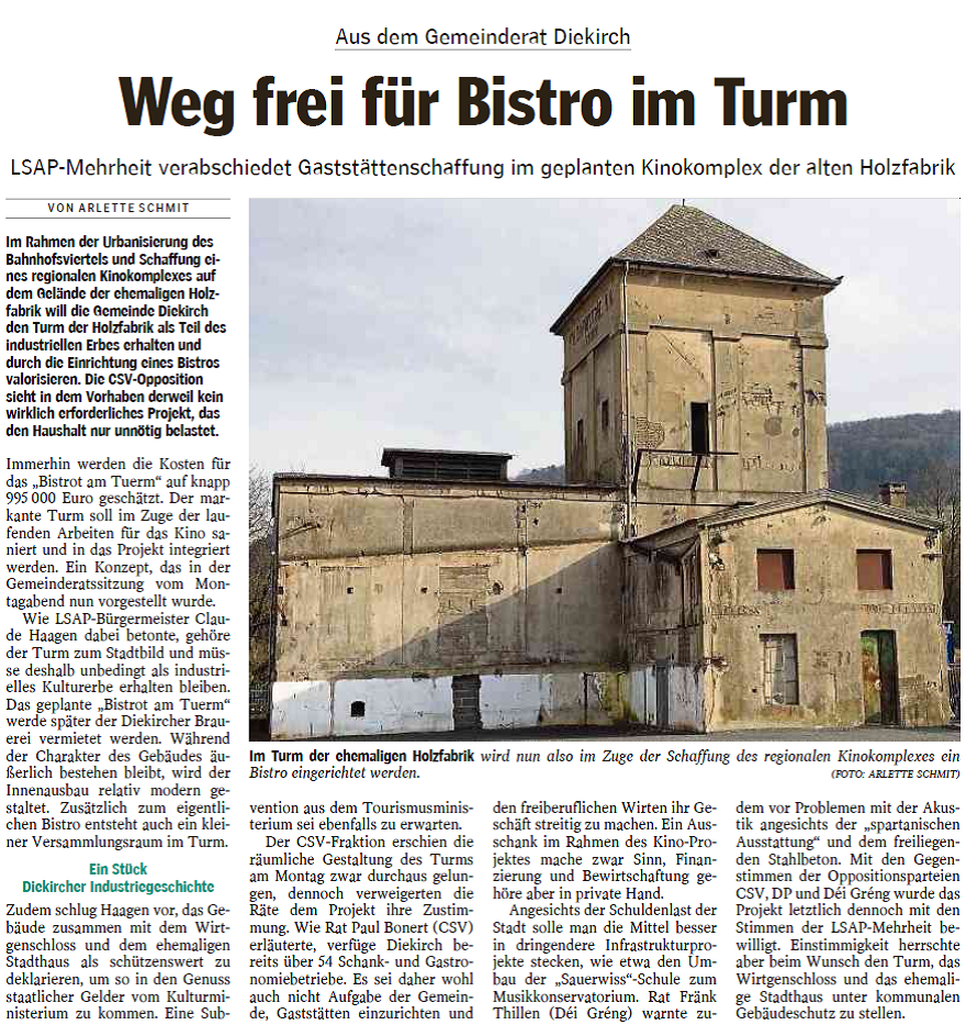 Neues Bistro in Diekirch geplant